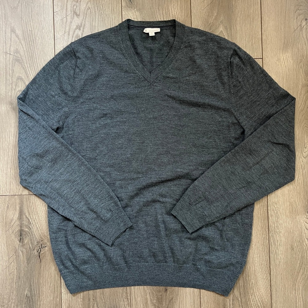 GAP Mens V Neck Sweater XL‎ Extra Fine Merino Wool Long Sleeve Lightweight
